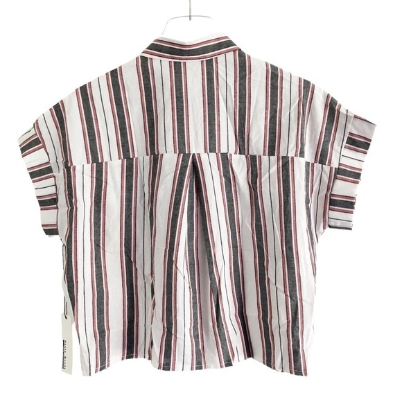 Haute Monde NWT Short Sleeve Striped Tie Top Size Medium - Picture 2 of 10